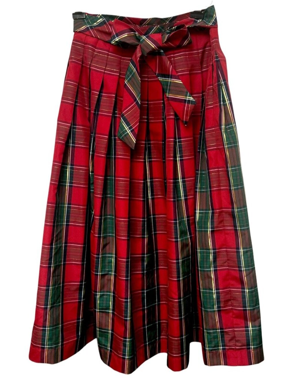 Talbots Holiday Maxi Skirt Size 10 Red Gold Plaid Preppy Christmas Full Maxi - Picture 2 of 12